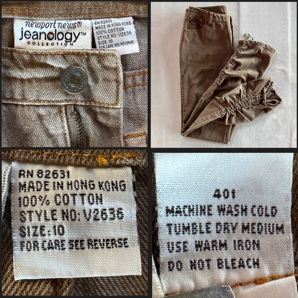 Newport News Taupe Brown Ruched Tapered Leg Denim Jeans (10) - Picture 5 of 16